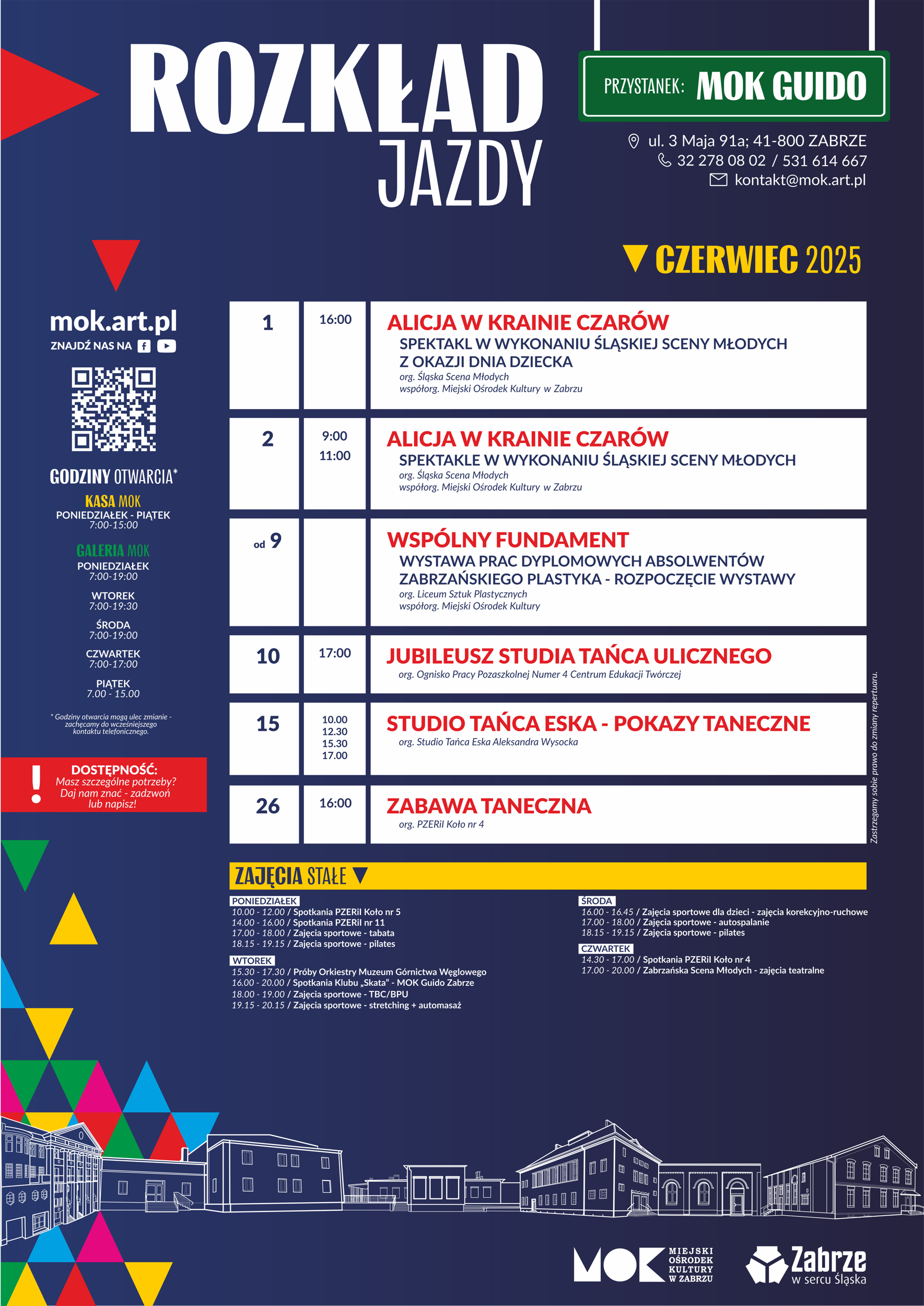 plakat z wydarzeniami w MOK Guido w czerwcu 2025
